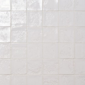 Terrano White 5.11 in. x 5.11 in. Textured Glossy Ceramic Wall Tile (6.09 Sq. Ft./Case)