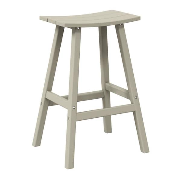 WESTIN OUTDOOR Franklin Sand 29 in. Poly HDPE Fade Resistant Outdoor Patio Saddle Seat Pub Height Bar Stool