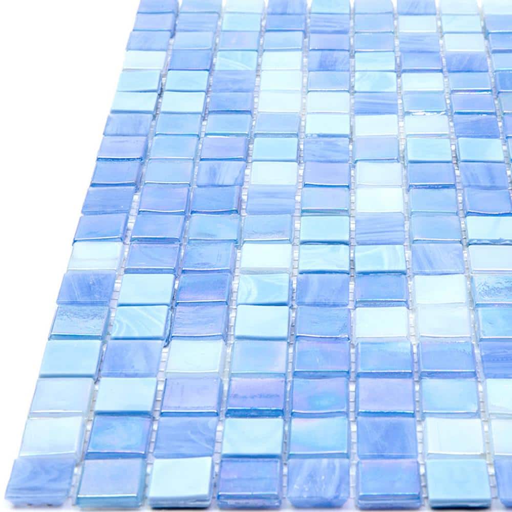 Sky Blue Iridescent Glass Mosaic Wall and Floor Tile
