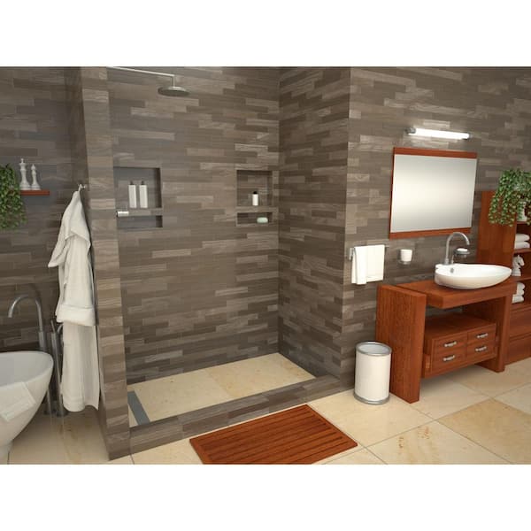 Redi Trench 42 in. x 60 in. Single Threshold Shower Base with Left Drain and Solid Brushed Nickel Trench Grate