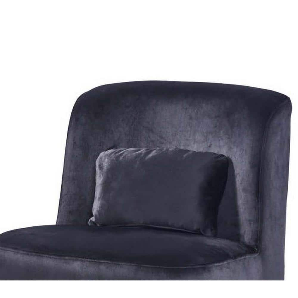 Suma 25" Black Velvet Slipper Accent Chair with Pillow