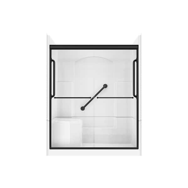 Accessible Living Alliance Plus 60 in. L x 32 in. W x 77.5 in. H Alcove Right Drain Shower Door Kit in Matte Black