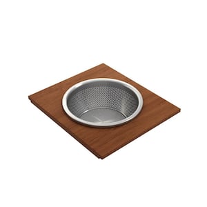 17.13 in. Prep Board Set for Workstation Sinks with Large Round Stainless Steel Mixing Bowl and Colander