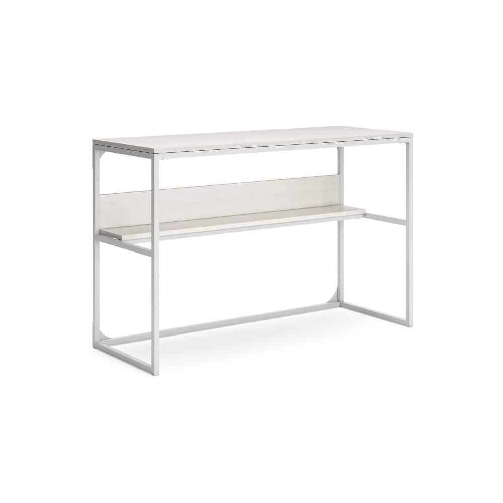 Deni 47.38 in. Rectangular White Wood Writing Desk with 1 Shelf
