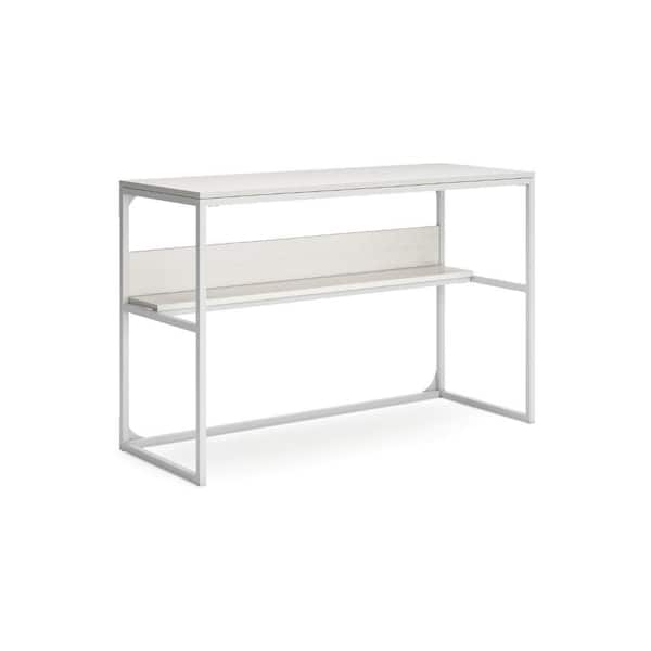 Benjara Deni 47.38 in. Rectangular White Wood Writing Desk with 1 Shelf
