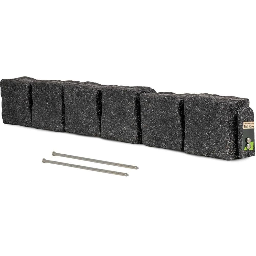 48 in. L x 4 in. W x 6.5 in. H Faux Stone Brick Landscape Edging, Charcoal , 1-Pack with 2 Spikes price history on PriceWatchPro