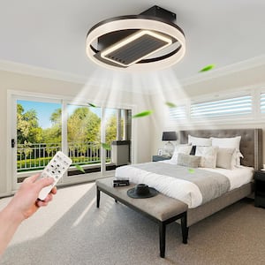 20 in. Indoor Black Modern Leafless Ceiling Fan with Remote Control Removable, Ceiling Light Fixture, Blade Span 2.2 in.