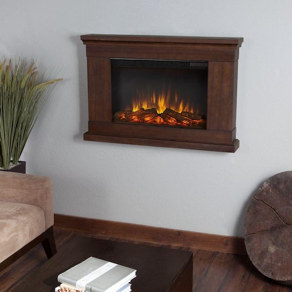 Real Flame Jackson 38 in. Wall-Mount Slim-Line Electric Fireplace in Vintage Black Maple