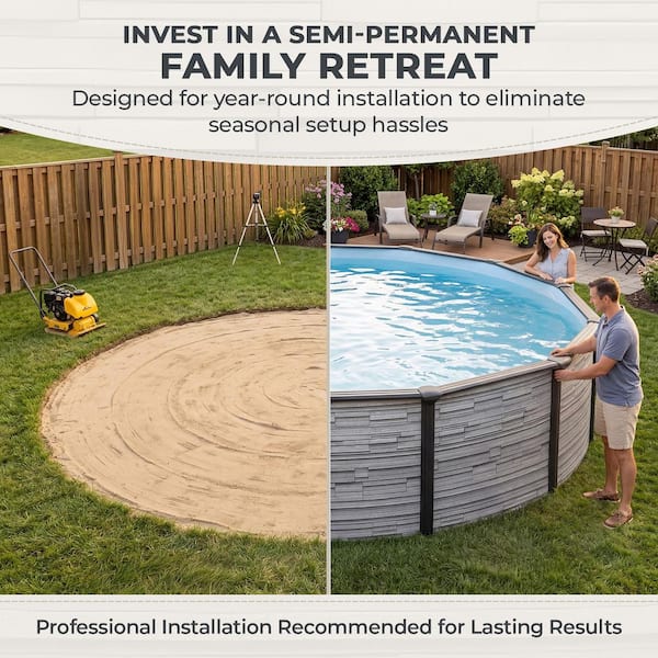 Blue Wave Montilla 18 ft. Round 52 in. Deep Above Ground Pool with
