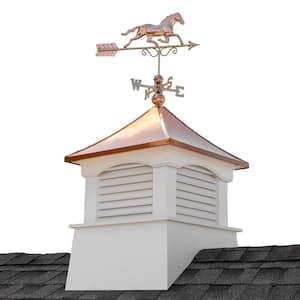 30 in. x 30 in. x 66 in. Coventry Vinyl Cupola with Copper Horse Weathervane