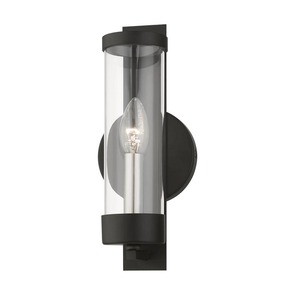 Sleek Modern Black and Brushed Nickel Dimmable Wall Sconce