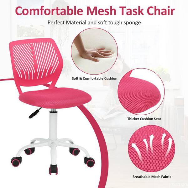 Homy Casa Carnation Rose Middle Back Mesh Seat Swivel Task Chair