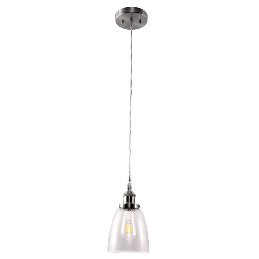 60-Watt Single-Light Brushed Nickel Cone Pendant Light with Bubble Glass Shade, E26 Socket, Bulbs No Included price history on PriceWatchPro