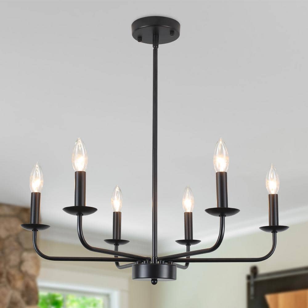 6-Light Black Rustic Traditional Linear Chandelier for Bedroom with No Bulbs Included price history on PriceWatchPro