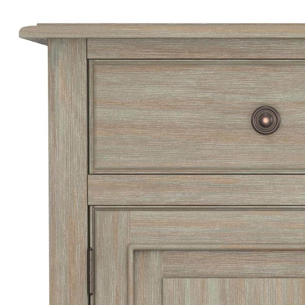 Distressed Grey Solid Wood Freestanding Storage Cabinet with Adjustable Shelving