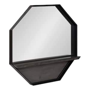 Owing 23.87 in. W x 23.87 in. H Octagon Metal Gray Black Framed Modern Functional Mirror