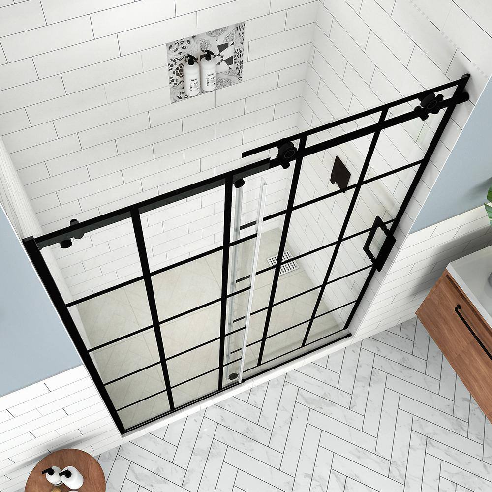Kamaya XL 80" Matte Black Frameless Sliding Shower Door with Clear Glass