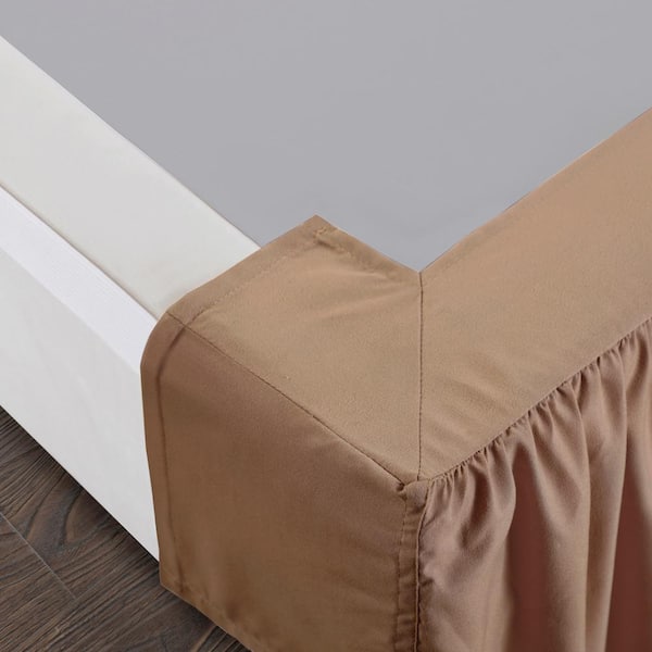 Lush Decor Ruched 20 in. Drop Length Ruffle Elastic Easy Wrap Around  Neutral Single Queen/King/Cal King Bed Skirt 16T005510 - The Home Depot