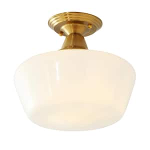 Modern 1-Light Simple Dome Semi Flush Mount Farmhouse Ceiling Ceiling lighting with Clear Glass Shade