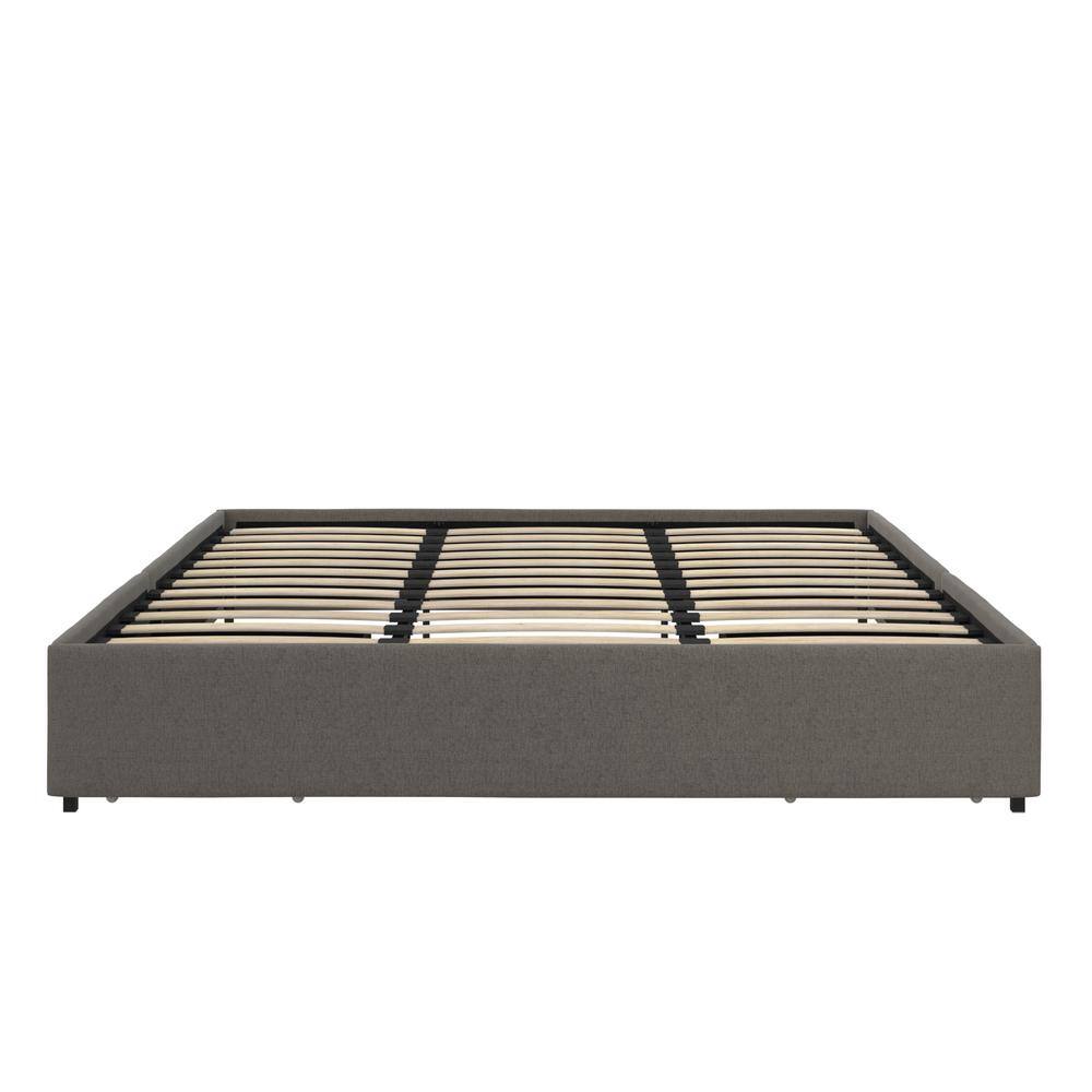 DHP DHP Kristian Upholstered Platform Bed with Storage, Gray Linen