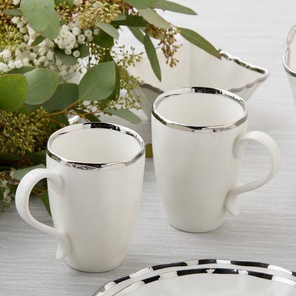 Certified International (Set of 4) 18oz Mugs Regency Silver