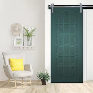42 in. x 84 in. Whatever Daddy-O Caribbean Wood Sliding Barn Door with Hardware Kit in Black