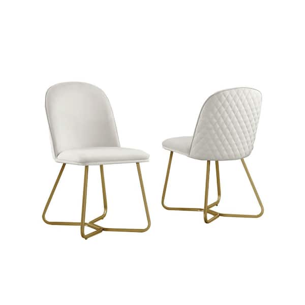 Best Quality Furniture Moe Cream Velvet With Gold Paint Leg (Set of 2)