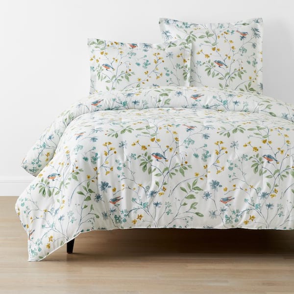 The Company Store Company Cotton Bird in Spring White Multi Sateen Comforter