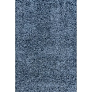 Kara Solid Shag Blue Doormat 2 ft. x 3 ft.  Accent Rug Area Rug