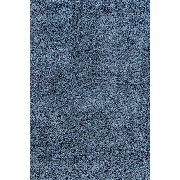 Kara Blue 5 ft. x 8 ft. Solid Shag Area Rug