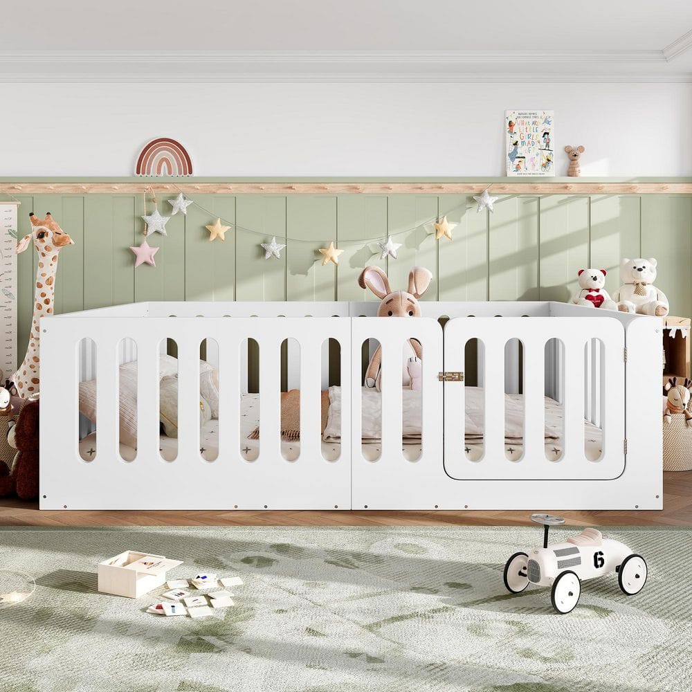 White Queen Kids Beds with High Fence for Kids price history on PriceWatchPro