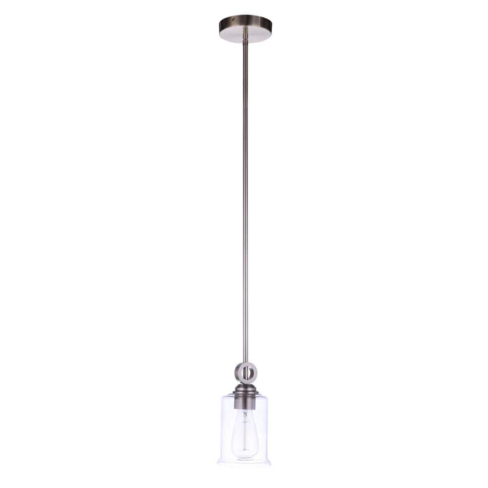 Romero 60-Watt 1-Light Brushed Nickel Finish Dining/Kitchen Island Mini Pendant w/ Clear Glass Shade, No Bulbs Included price history on PriceWatchPro