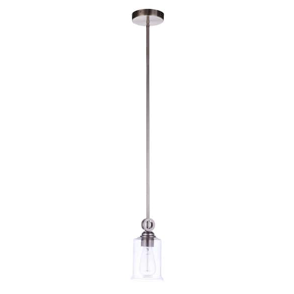 CRAFTMADE Romero 60-Watt 1-Light Brushed Nickel Finish Dining/Kitchen Island Mini Pendant w/ Clear Glass Shade, No Bulbs Included