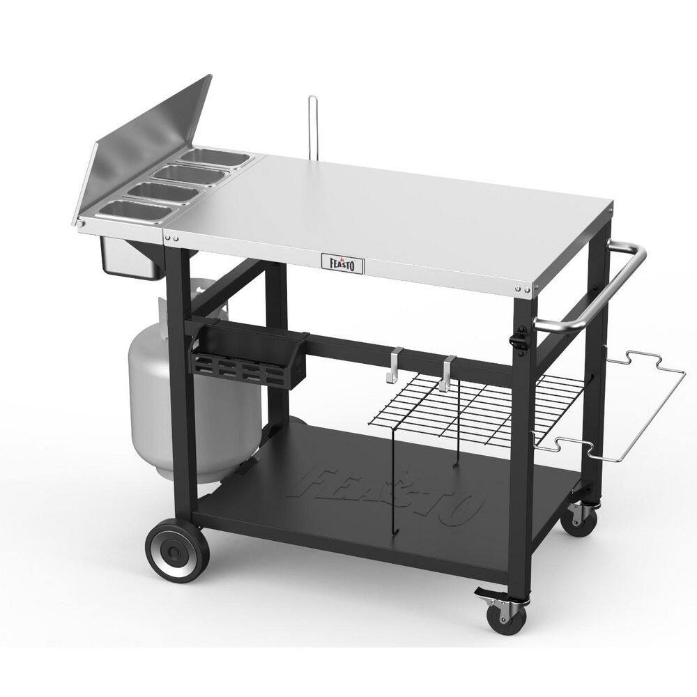 Movable Outdoor Grill Cart, Stainless Steel Pizza Oven Table in Black price history on PriceWatchPro