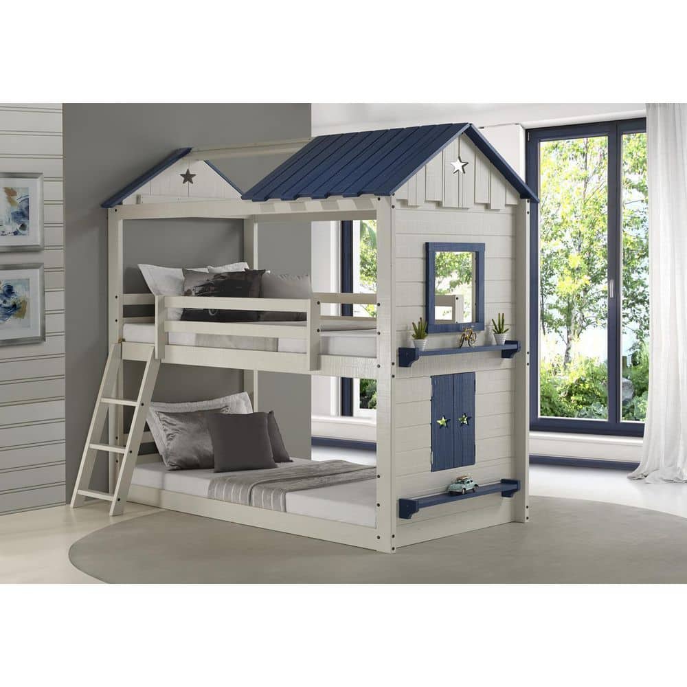 Starlight Hideaway Twin Bunk Bed in Rustic Gray Pine