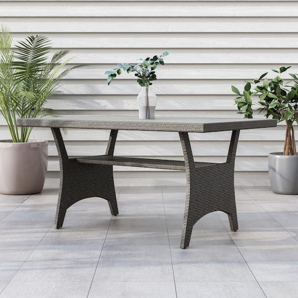 MUSE & LOUNGE Dasan Gray Metal Rectangle Outdoor Dining Table