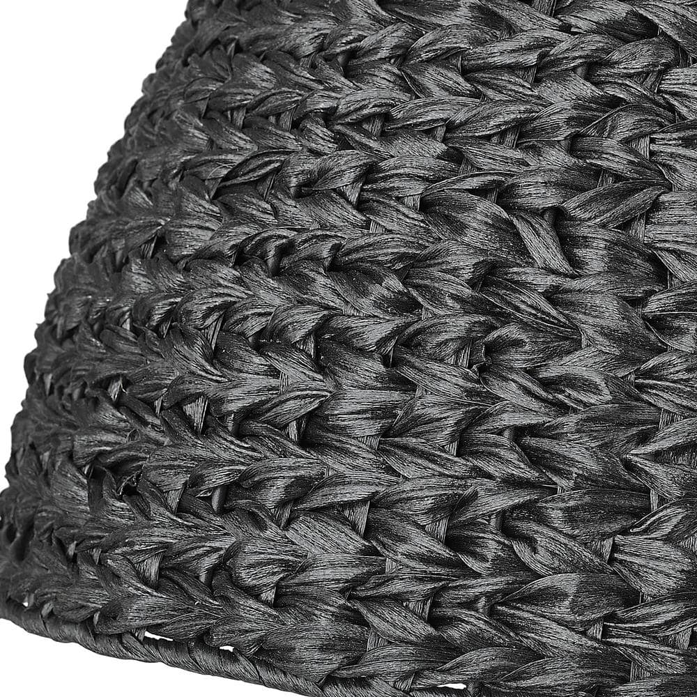 Natural Black Glass and Wicker 3-Light Outdoor Pendant