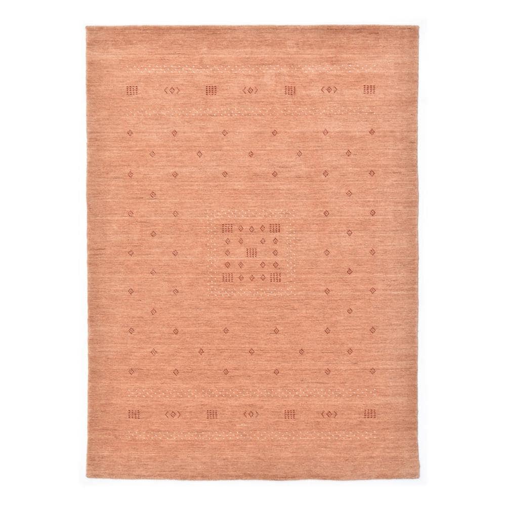 Hand-Knotted Peach Wool Geometric 10' x 14' Area Rug