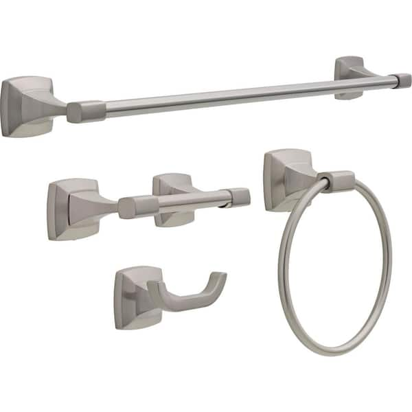 Banbury 3-Piece Bath Hardware Set with 24 in. Towel Bar, Toilet Paper  Holder, and Towel Ring in Brushed Nickel