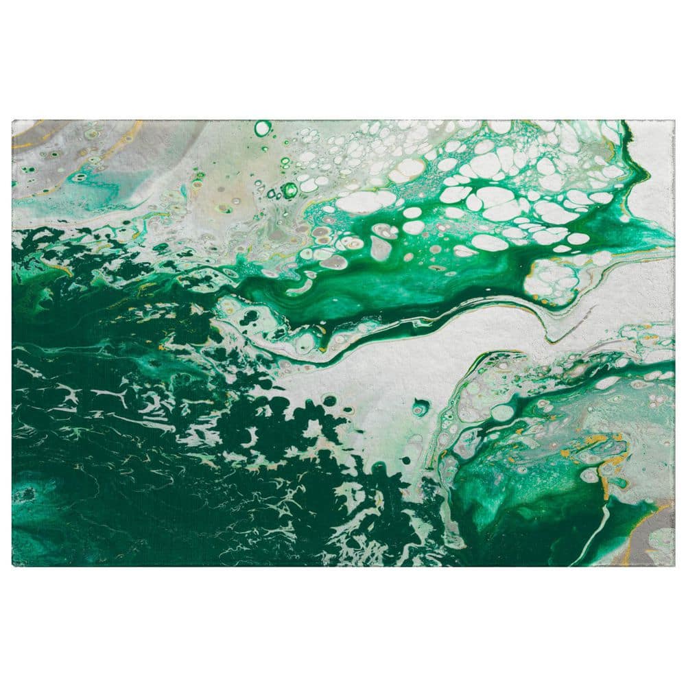Dream Shag Premium Machine Washable Abstract ADS55 Green 3 ft. x 4 ft. Area Rug price history on PriceWatchPro