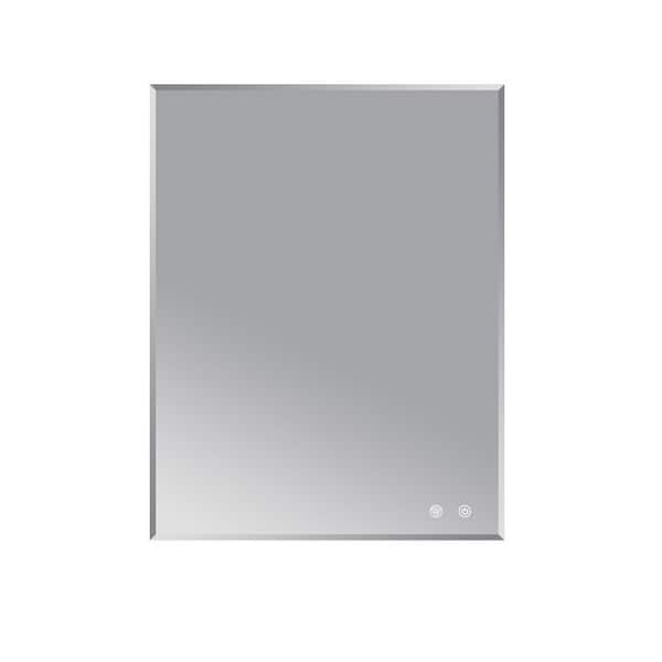 FUNKOL 32 in. W x 40 in. H Rectangular Framed LED Luminous Wall Mount Bathroom Vanity Mirror in Silver