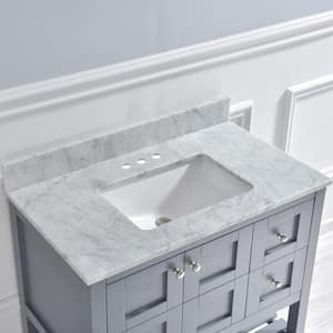 Maldon 37 in. W x 22 in. D Single Basin Carrara Marble Vanity Top in Carrara White with White Vitreous China Basin
