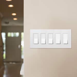 Claro 5 Gang Wall Plate for Decorator/Rocker Switches, Satin, Palladium (SC-5-PD) (1-Pack)