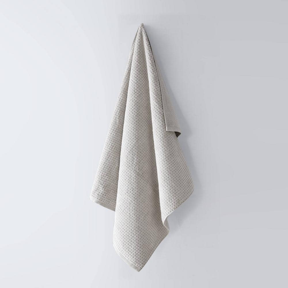 Gray Cotton 6-Piece Towel Set with Waffle Texture