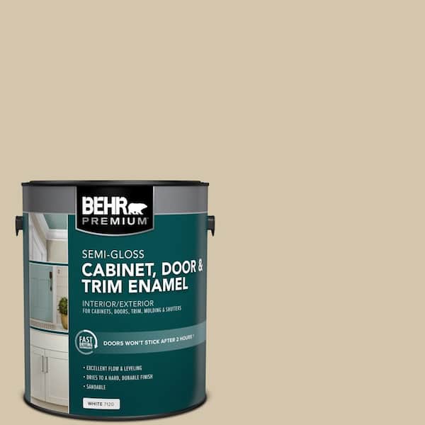 BEHR PREMIUM 1 gal. #YL-W11 Khaki Shade Semi-Gloss Enamel Interior/Exterior Cabinet, Door & Trim Paint