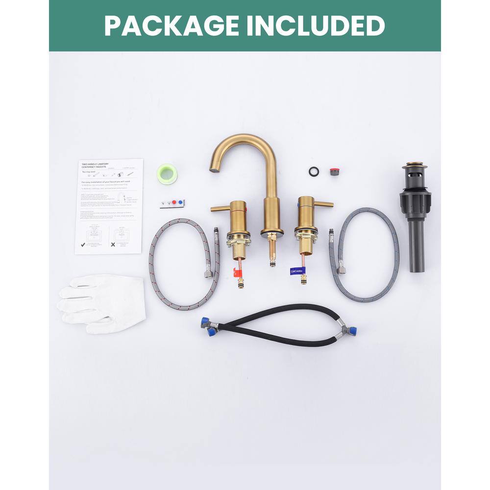 Brushed Gold 8-inch Widespread Double Handle Bathroom Faucet