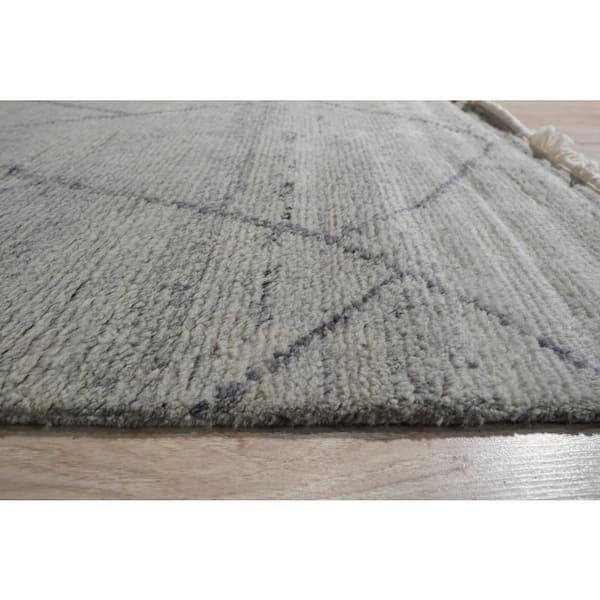 Silver 4 ft. x 12 ft. Hand-Knotted Wool Modern Moroccan Area Rug