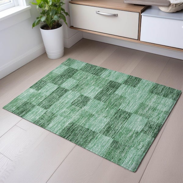 Mayfield Premium Machine Washable Abstract AMF1139 Green 2 ft. x 3 ft. Area Rug