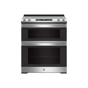 6.6 cu. ft. Slide-In Double Oven Electric Range with Steam Cleaning Oven in Stainless Steel