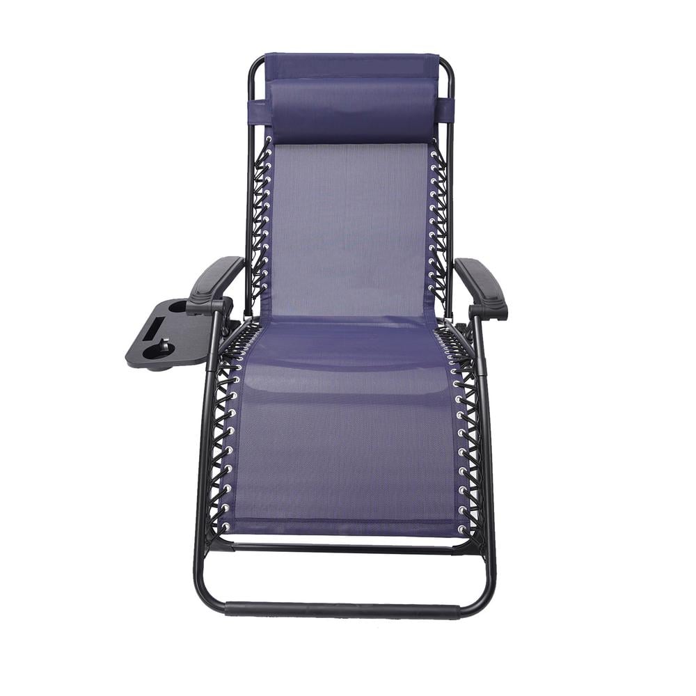 Metal Outdoor Chaise Lounge With Adjustable Aluminum Recliner for Patio, Be